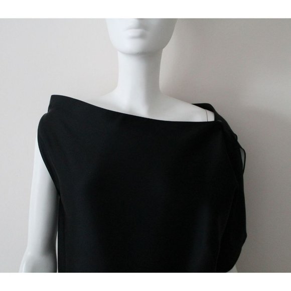 Roland Mouret One-Shoulder Draped Satin Crepe Jumpsuit Size US10 / IT46 Black - Picture 3 of 10